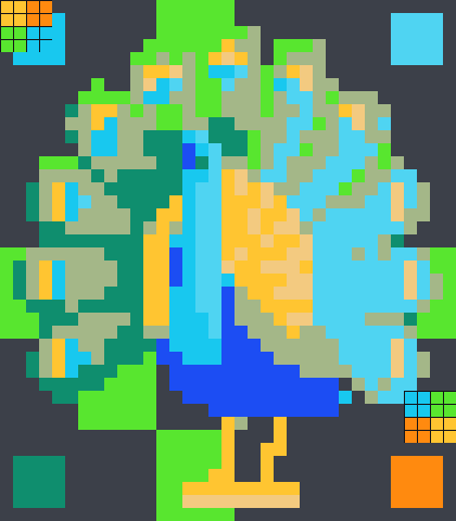 Accepted playable peacock level with peripheral egg boxes